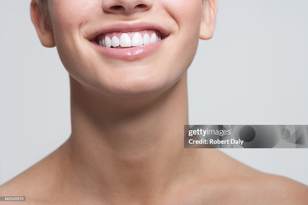 Close up of smiling womans mouth