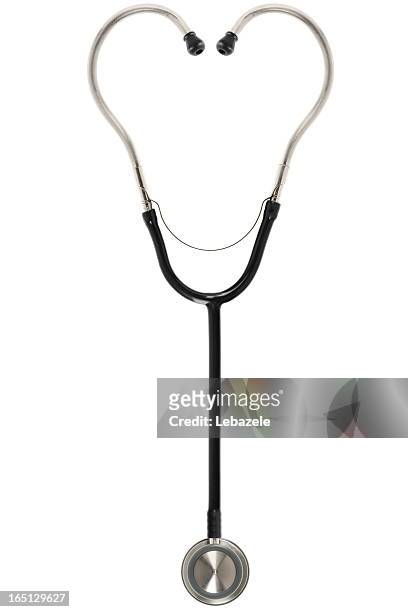 hearth shaped stethoscope - stethoscope white background stock pictures, royalty-free photos & images