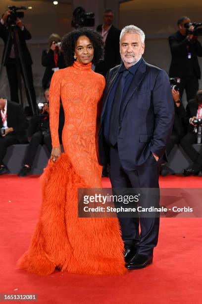Virginie Silla and Luc Besson attend a red carpet for the movie "Dogman" at the 80th Venice International Film Festival on August 31, 2023 in Venice,...