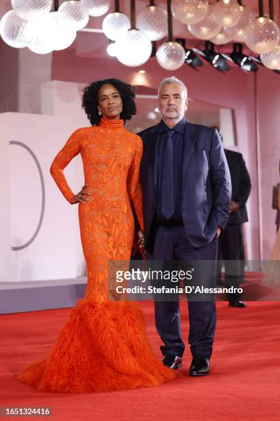 Virginie Silla and Luc Besson attend a red carpet for the movie "Dogman" at the 80th Venice International Film Festival on August 31, 2023 in Venice,...
