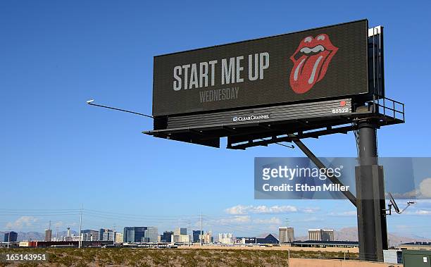 Billboard west of the Las Vegas Strip advertises an upcoming tour by the Rolling Stones on March 31, 2013 in Las Vegas, Nevada.