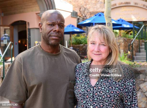 Steve McQueen and Bianca Stigter attend a screening of "Occupied City" at the 50th Telluride Film Festival on August 31, 2023 in Telluride, Colorado.