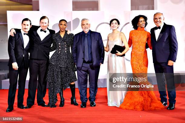 Clemens Schick, Caleb Landry Jones, Jonica T. Gibbs, Luc Besson, Grace Palma, Virginie Silla, and Alberto Barbera attend a red carpet for the movie...