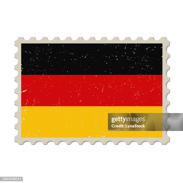 germany grunge postage stamp. vintage postcard vector illustration with german national flag isolated on white background. retro style. - germany stock illustrations