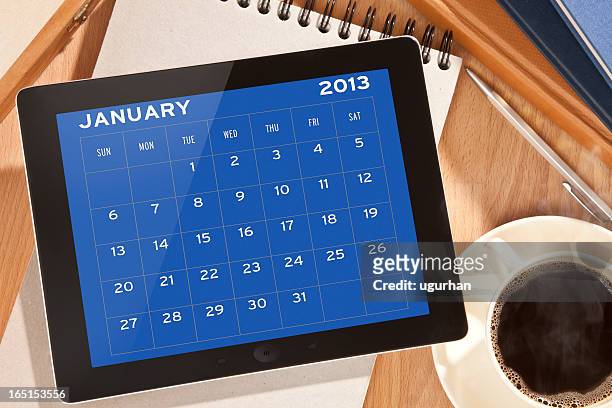 digital tablet - 2012 calendar stock pictures, royalty-free photos & images