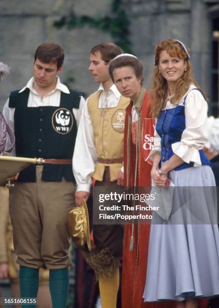 British royals, left to right: HRH Prince Andrew, HRH Prince Edward, Sarah Ferguson The Duchess of York and HRH Princess Anne, during "It's a Royal...
