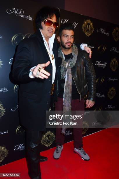 Eryl Prayer and Tony Bredelet from Star Ac attend the 'OmarJeans' Launch Party At The Pavillon Champs Elysees on March 31, 2013 in Paris, France.