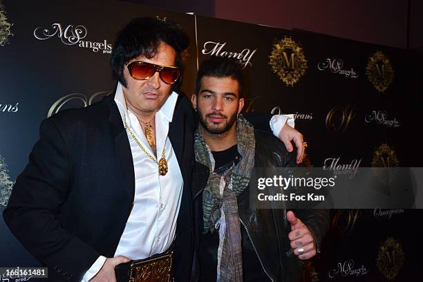 Eryl Prayer and Tony Bredelet from Star Ac attend the 'OmarJeans' Launch Party At The Pavillon Champs Elysees on March 31, 2013 in Paris, France.