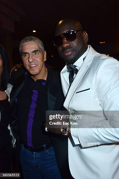 Samy Naceri and fashion designer Omar Bounamin attend the 'OmarJeans' Launch Party At The Pavillon Champs Elysees on March 31, 2013 in Paris, France.