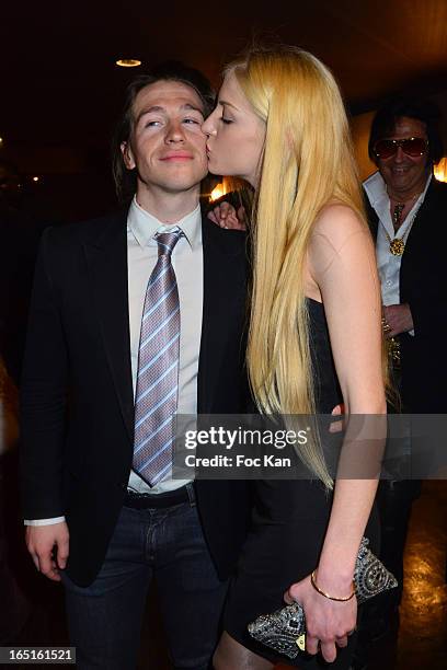 Michael Vendetta and model Leila attend the 'OmarJeans' Launch Party At The Pavillon Champs Elysees on March 31, 2013 in Paris, France.