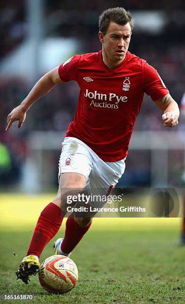 Simon Cox of Nottingham Forest in action during the npower Championship match between Nottingham Forest and Brighton and Hove Albion at City Ground...