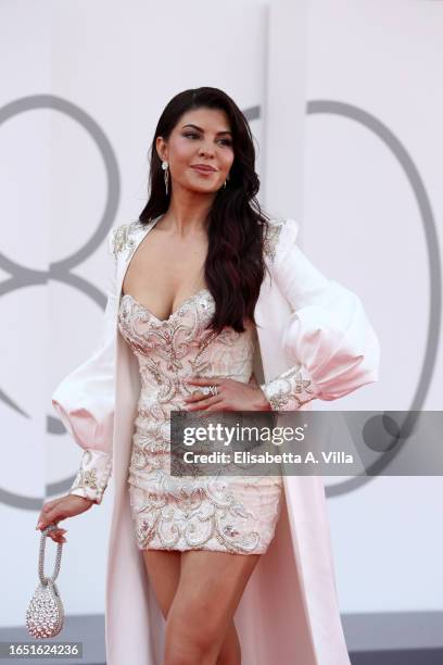 Jacqueline Fernandez attends a red carpet for the movie "Ferrari" at the 80th Venice International Film Festival on August 31, 2023 in Venice, Italy.