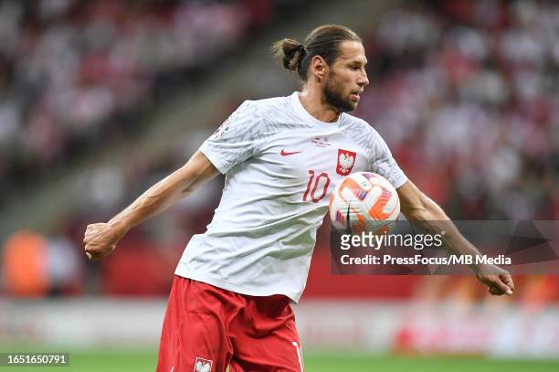 Grzegorz Krychowiak of Poland controls the ball during the UEFA EURO 2024 European qualifier match between Poland and Faroe Islands at Stadion...
