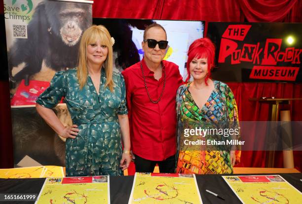 Cindy Wilson, Fred Schneider and Kate Pierson of The B-52s host the art exhibit, "The B-52s and Save the Chimps Wild Planet Collection," at The Punk...