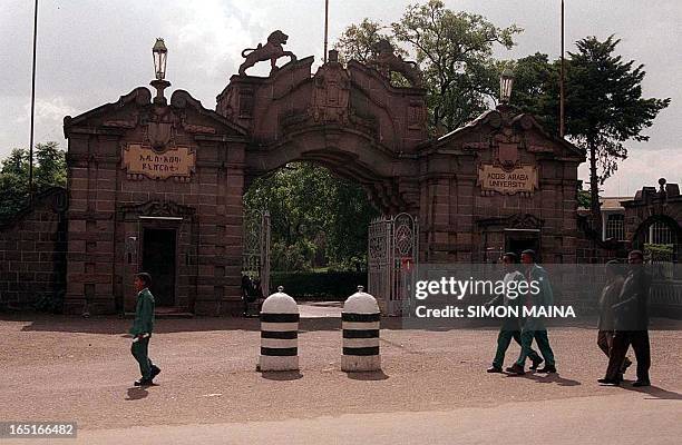 Some of the students who refused to register for their courses walk past Addis Ababa University despite the government order to enroll for their...