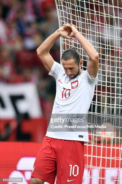 Grzegorz Krychowiak of Poland reacts during the UEFA EURO 2024 European qualifier match between Poland and Faroe Islands at Stadion Narodowy on...