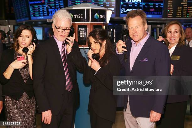 Actors Finola Hughes, Tony Geary, Kelly Monaco, Kin Shriner and Genie Francis of ABC's soap opera General Hospital ring the opening bell at the New...