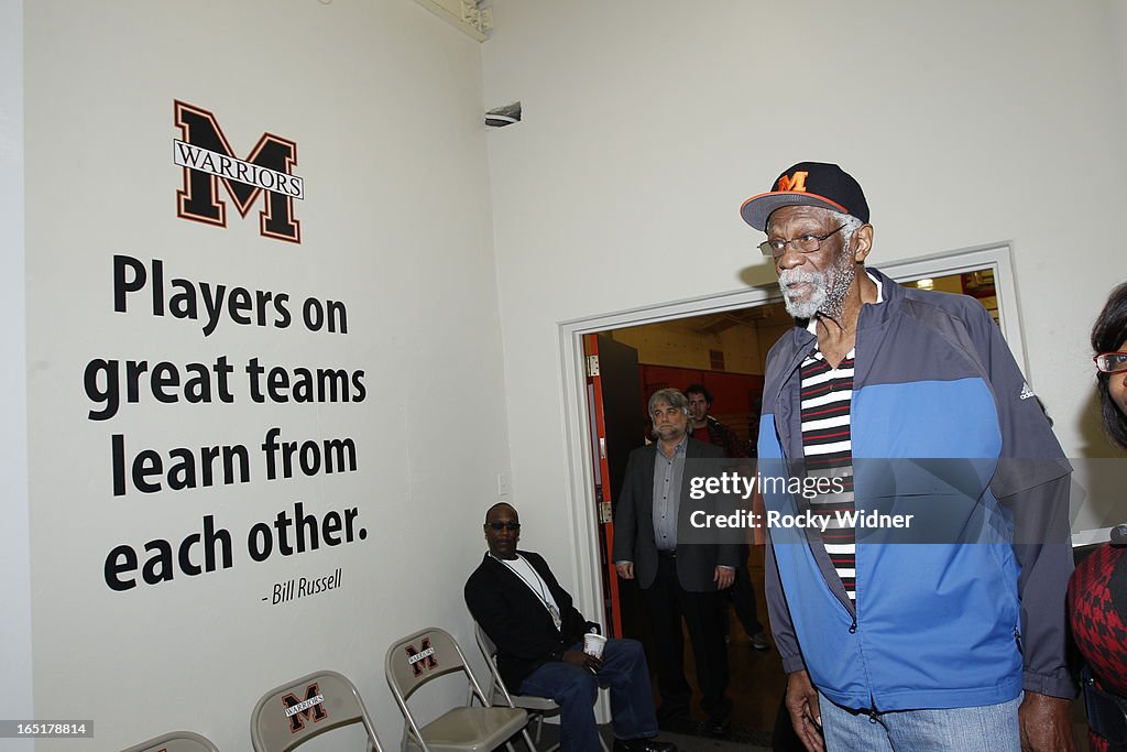 WARRIORS COMMUNITY FOUNDATION AND NBA LEGEND BILL RUSSELL UNVEIL WALL OF CHAMPIONS AT McCLYMONDS HIGH SCHOOL