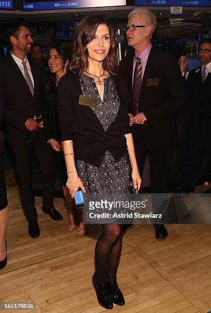 Actress Finola Hughes of ABC's soap opera General Hospital rings the opening bell at the New York Stock Exchange on April 1, 2013 in New York City.