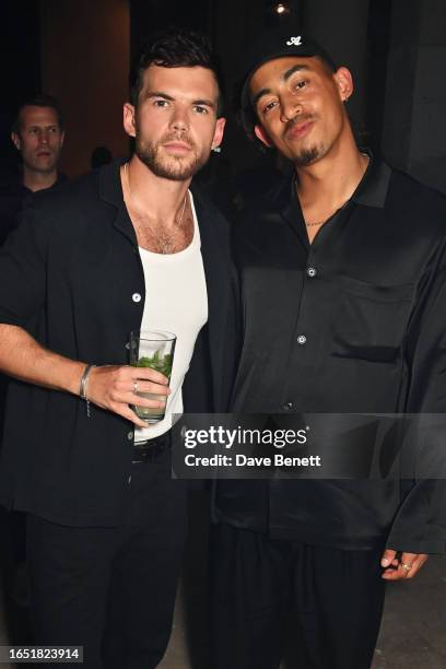 Luke Newton and Jordan Stephens attend the launch of the 2023 Rugby World Cup Defender campaign at Palais De Tokyo on September 7, 2023 in Paris,...