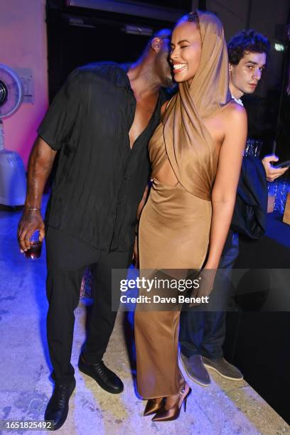 Idris Elba and Sabrina Elba attend the launch of the 2023 Rugby World Cup Defender campaign at Palais De Tokyo on September 7, 2023 in Paris, France.