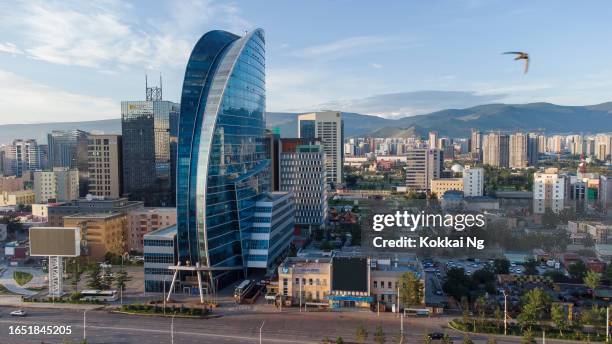 drone photo of ulaanbaatar skyline, mongolia - ulan bator mongolia stock pictures, royalty-free photos & images
