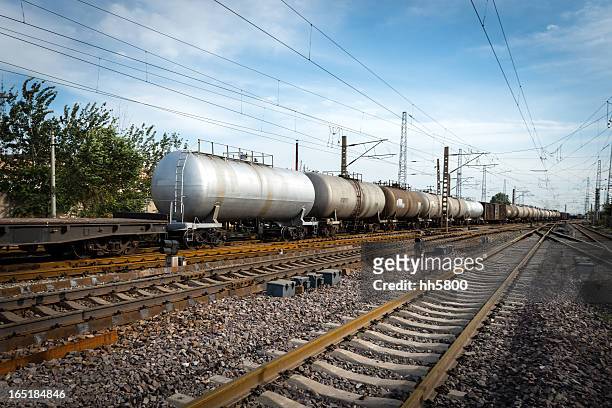 oil tanker train - rail freight stock pictures, royalty-free photos & images
