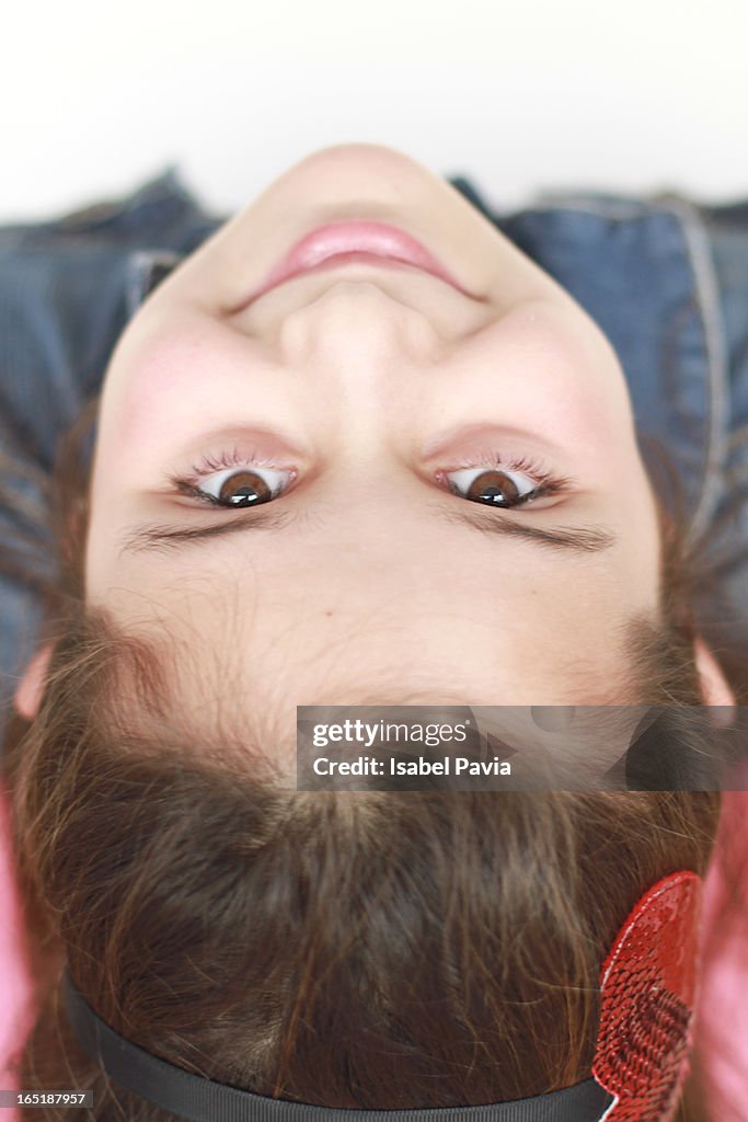 Funny upside-down girl