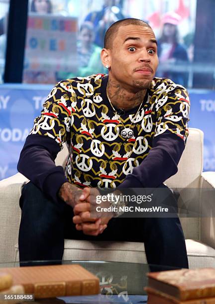 Singer Chris Brown appears on NBC News' "Today" show on April 1, 2013 --
