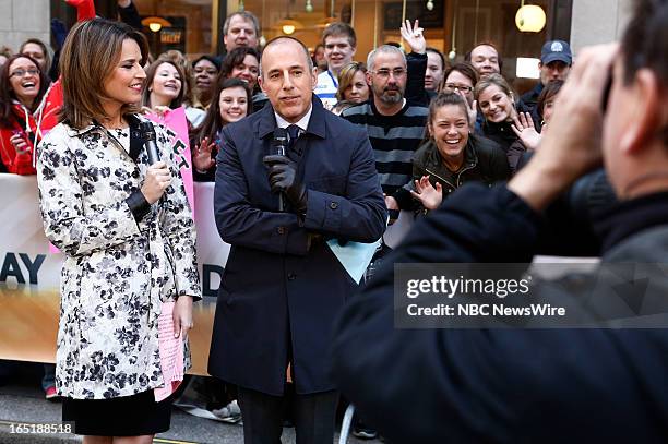 Savannah Guthrie and Matt Lauer appear on NBC News' "Today" show on April 1, 2013 --