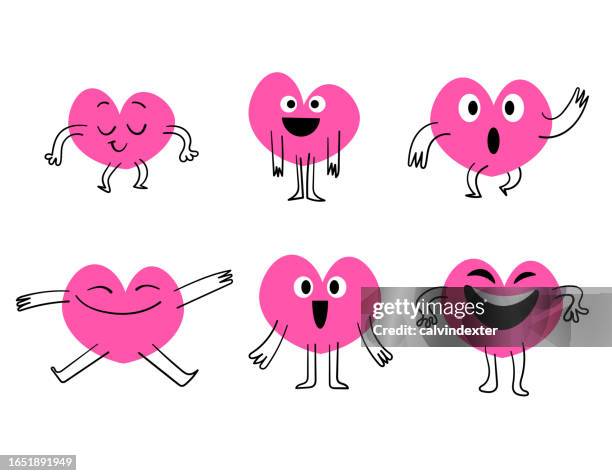illustrations, cliparts, dessins animés et icônes de caractères en forme de cœur - doodle characters