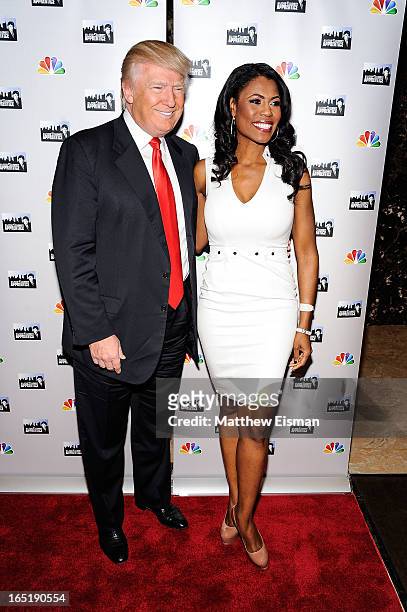 Donald Trump and Omarosa Manigault attend the "All-Star Celebrity Apprentice" Red Carpet Event at Trump Tower on April 1, 2013 in New York City.