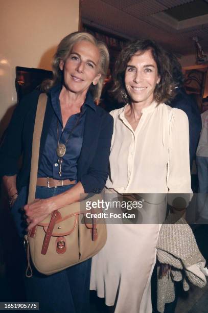 Anne Fulda and Christine Orban attend Meduse 2023 Literary Awards at Hotel Grand Amour on August 31, 2023 in Paris, France.