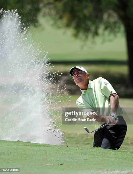 Patrick Sheehan plays the fourth hole during the final round of the Chitimacha Louisiana Open at Le Triomphe Country Club on March 24, 2013 in...