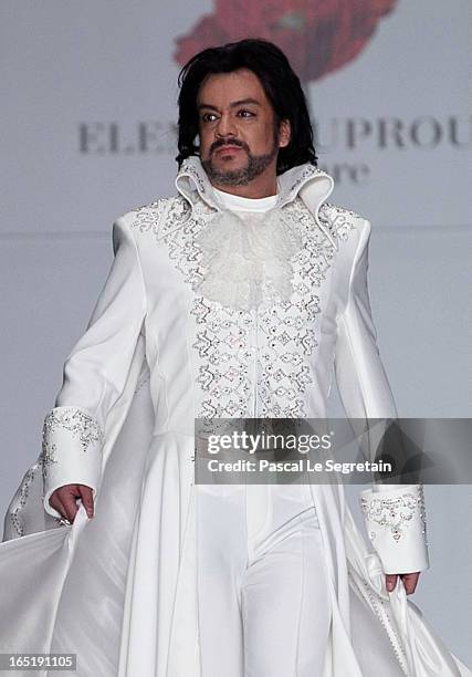 Singer Philipp Kirkorov on the runway at the Elena Souproun show during Mercedes-Benz Fashion Week Russia Fall/Winter 2013/2014 at Manege on April 1,...