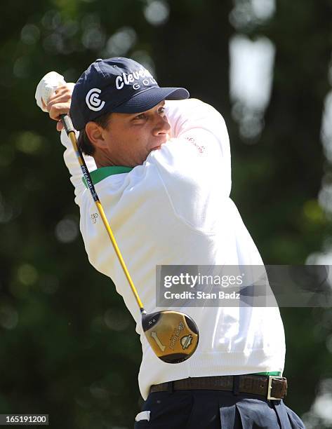 Roland Thatcher plays the fifth hole during the final round of the Chitimacha Louisiana Open at Le Triomphe Country Club on March 24, 2013 in...