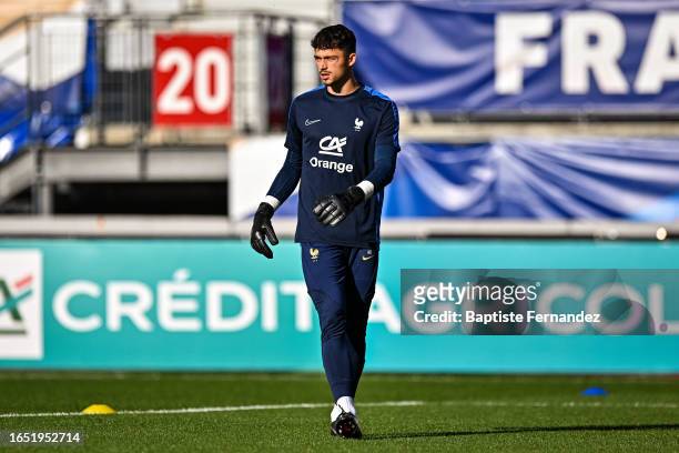 Lucas LAVALLEE of France warming up prior to the International Friendly U21 match between France and Denmark at Stade Marcel Picot on September 7,...