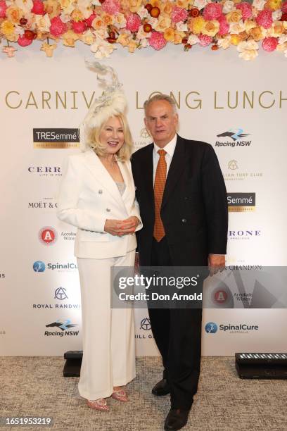 Kerri-Anne Kennerley and Mark Latham attend the Sydney Everest Carnival Long Lunch at Royal Randwick Racecourse on September 01, 2023 in Sydney,...