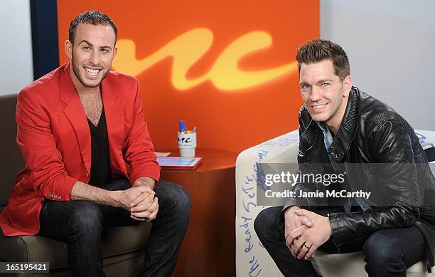 Host Micah Jesse and Andy Grammer visit "U&A" at Music Choice on April 1, 2013 in New York City.