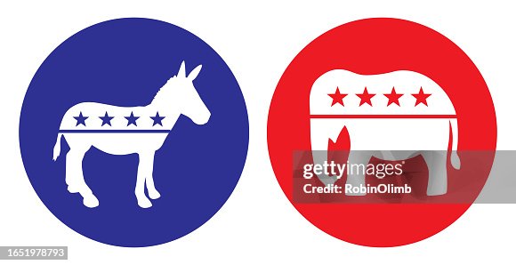 Political Donkey And Elephant Icon Set Political Donkey And Elephant Icon Set