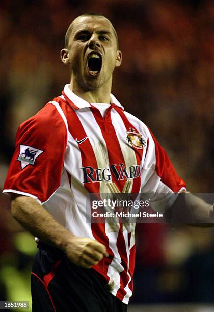 Kevin Phillips of Sunderland celebrates after scoring the opening goal during the FA Barclaycard Premiership match between Sunderland and Tottenham...