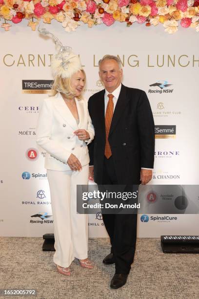 Kerri-Anne Kennerley and Mark Latham attend the Sydney Everest Carnival Long Lunch at Royal Randwick Racecourse on September 01, 2023 in Sydney,...