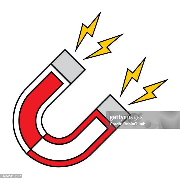 red and white horseshoe magnet - good luck charm stock illustrations