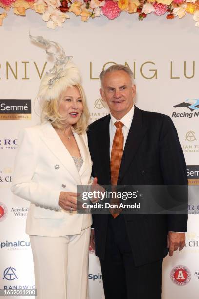 Kerri-Anne Kennerley and Mark Latham attend the Sydney Everest Carnival Long Lunch at Royal Randwick Racecourse on September 01, 2023 in Sydney,...