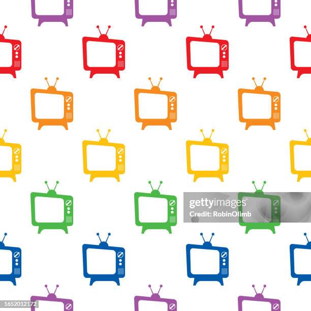 retro televisions seamless pattern - rabbit ears stock illustrations