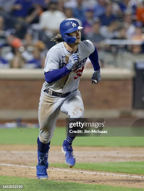 James Outman of the Los Angeles Dodgers in action against the New York Mets at Citi Field on July 14, 2023 in New York City. The Dodgers defeated the...