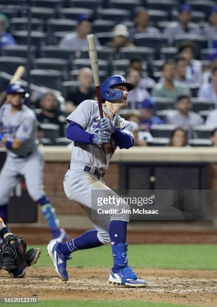 James Outman of the Los Angeles Dodgers in action against the New York Mets at Citi Field on July 14, 2023 in New York City. The Dodgers defeated the...