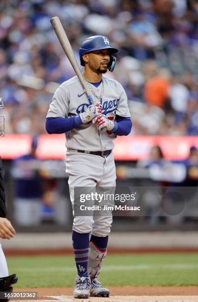 Mookie Betts of the Los Angeles Dodgers in action against the New York Mets at Citi Field on July 14, 2023 in New York City. The Dodgers defeated the...