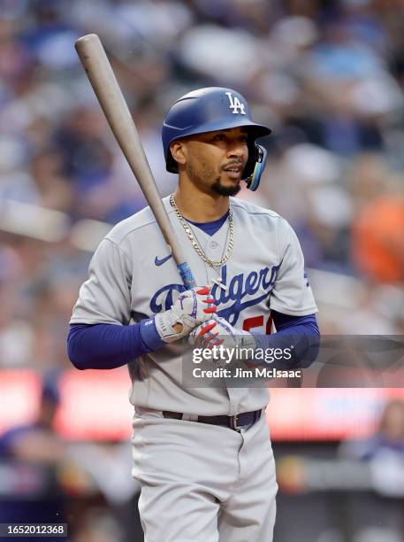 Mookie Betts of the Los Angeles Dodgers in action against the New York Mets at Citi Field on July 14, 2023 in New York City. The Dodgers defeated the...