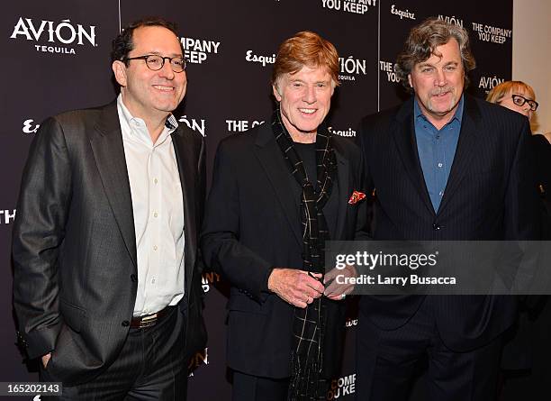 Co-President of Sony Pictures Classics Michael Barker, Robert Redford and Co-President of Sony Pictures Classics Tom Bernard attend "The Company You...